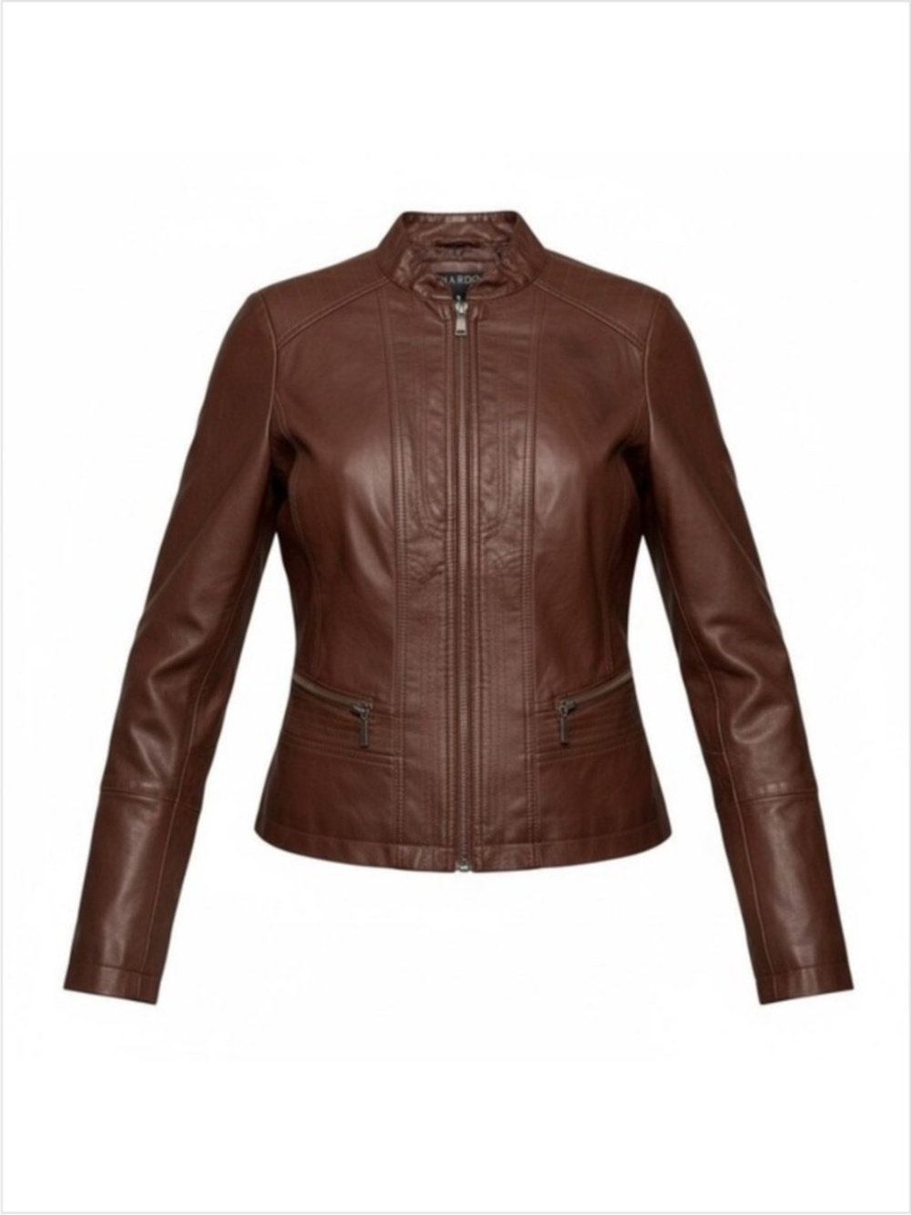 New Bernardo Mahogany Faux Leather Moto Jacket Size M